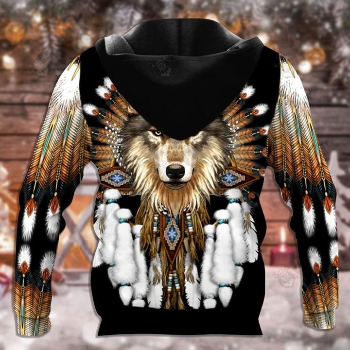 Native Wolf 3d hoodie-back