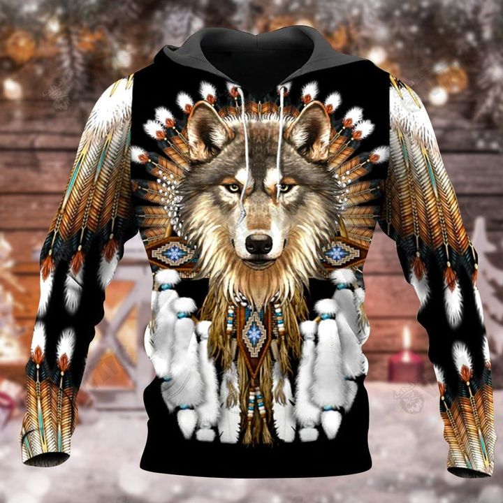 Native Wolf 3d hoodie
