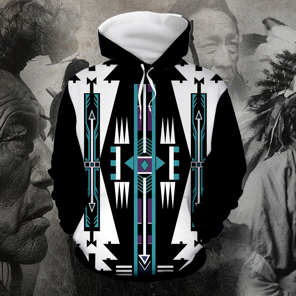 Native american native pattern full printing hoodie - teal