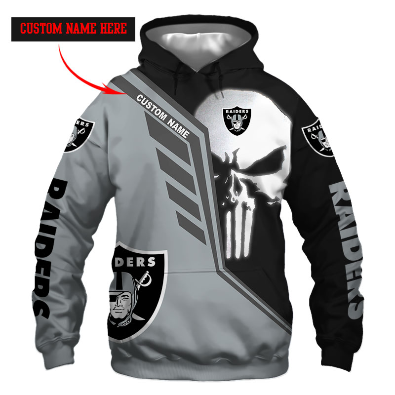 Oakland Raiders Punisher Skull Personalized Custom Name 3d Full Print hoodie, shirt and long sleeved shirt