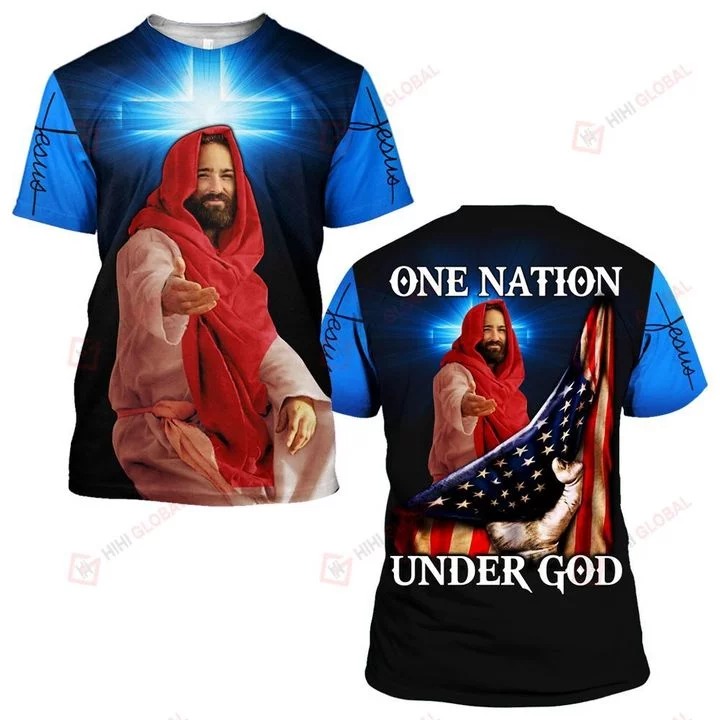 One Nation Under God US Flag All Over Printed hoodie and shirt