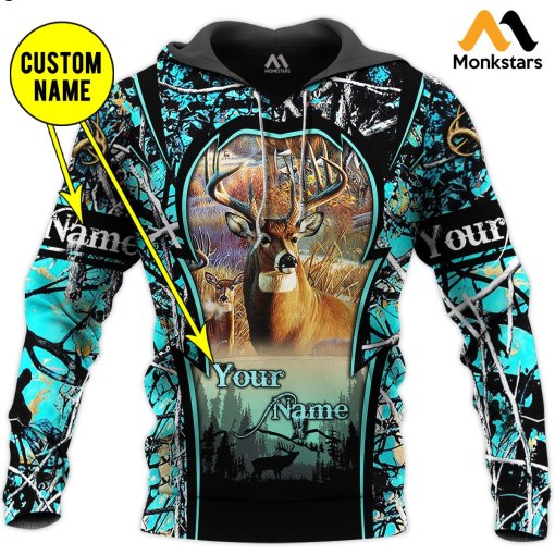 Personalized Custom Name Deer Hunting Camo 3D All Over Printed hoodie