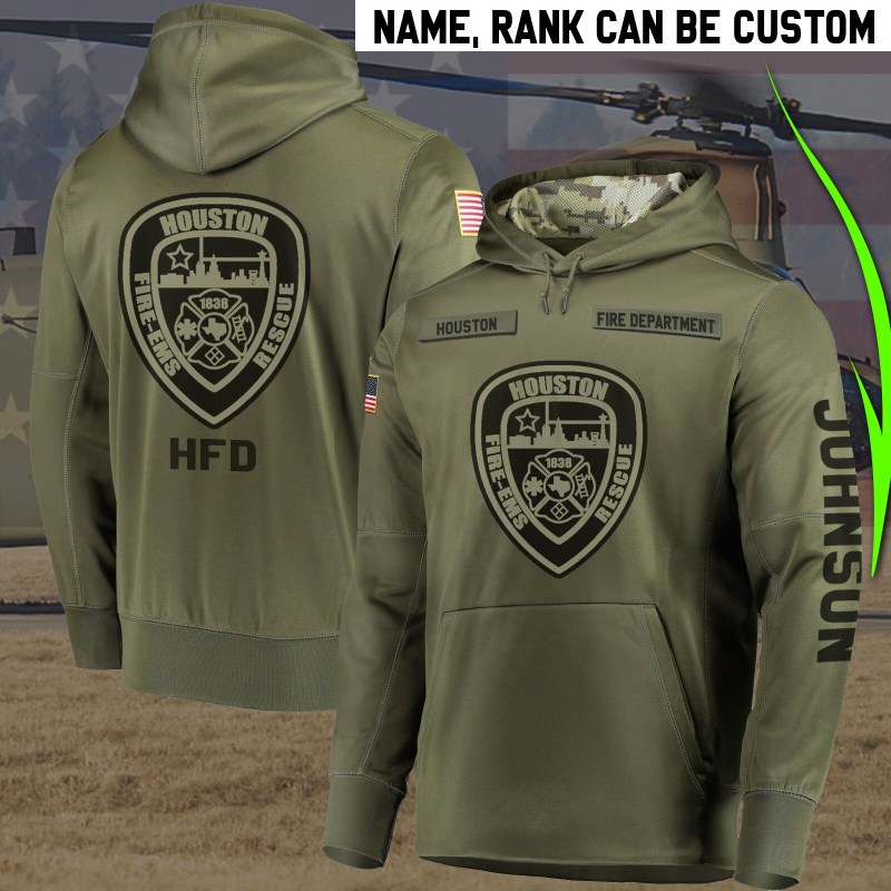 Personalized houston fire department full printing hoodie