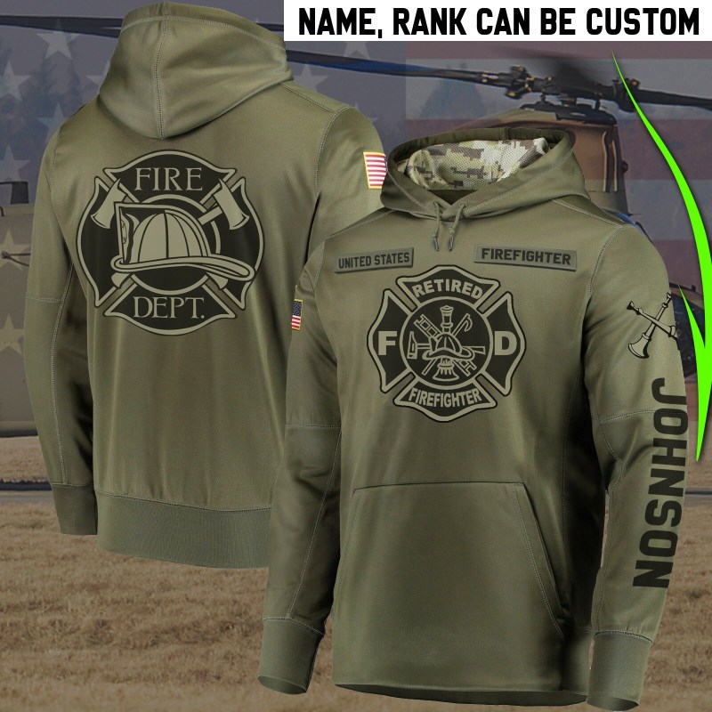Personalized ritred firefighter full printing hoodie