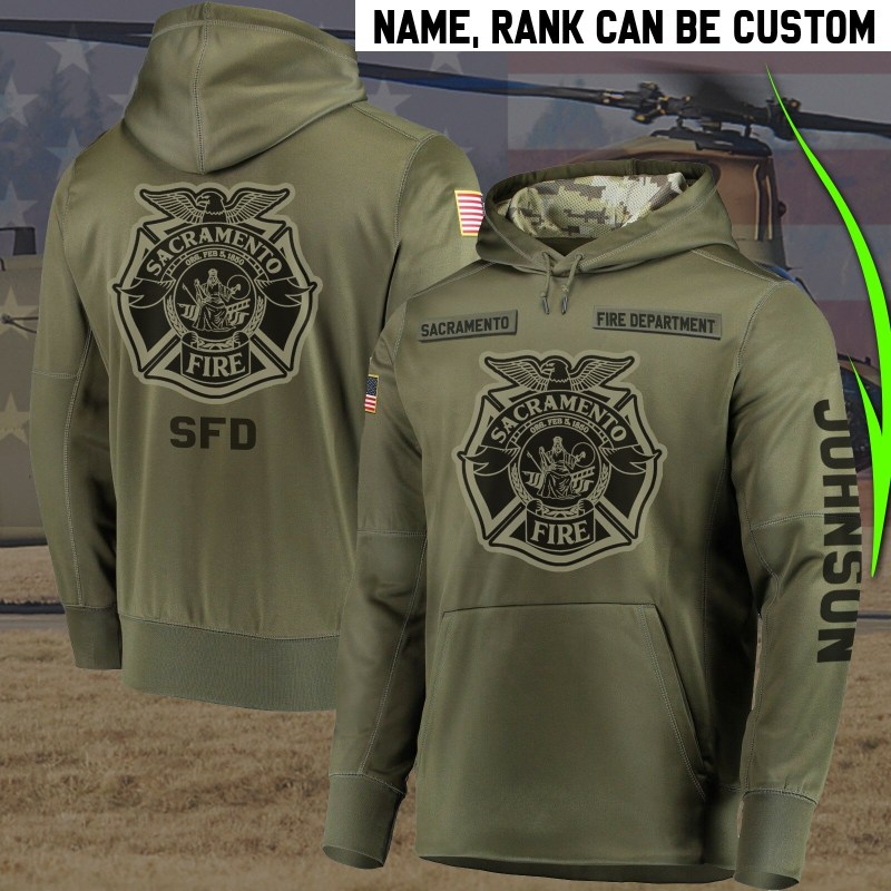 Personalized sacramento fire department full printing hoodie