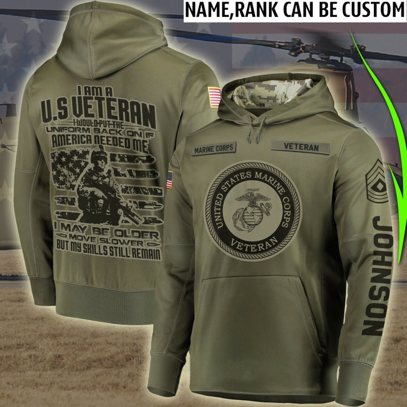 Personalized us marine corps veteran all over print hoodie