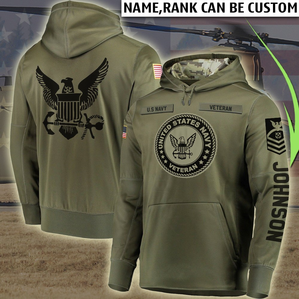 Personalized us navy veteran full printing hoodie