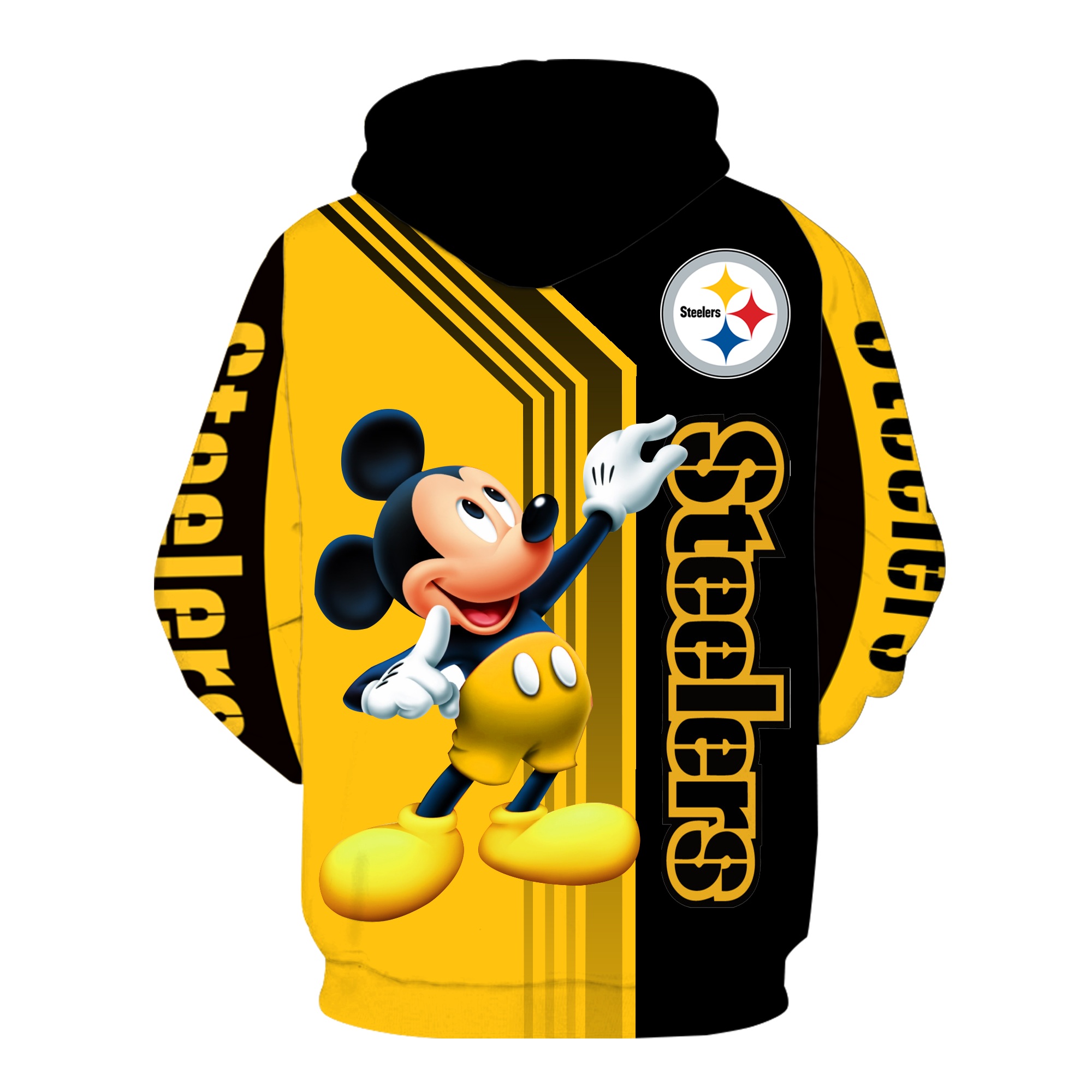 Pittsburgh Steelers Mickey Mouse All Over Print 3D Hoodie back