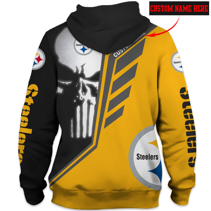 Pittsburgh Steelers Punisher Skull Personalized Custom Name 3d Full Print hoodie, shirt and long sleeved shirt