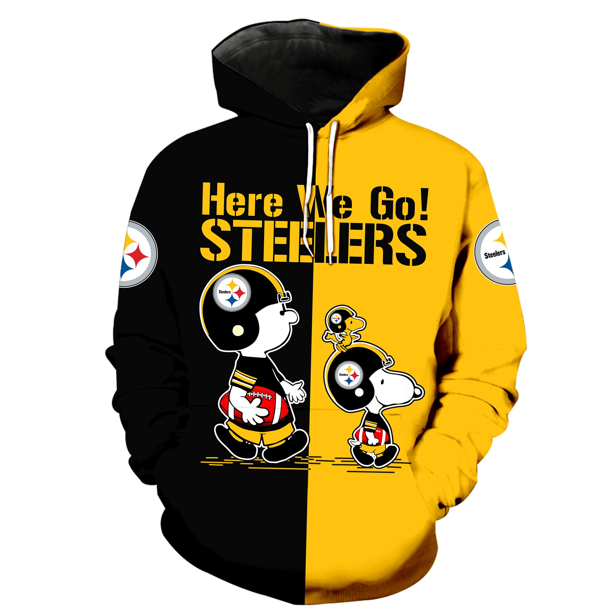 Pittsburgh Steelers Snoopy and Charlie Brown All Over Print 3D Hoodie