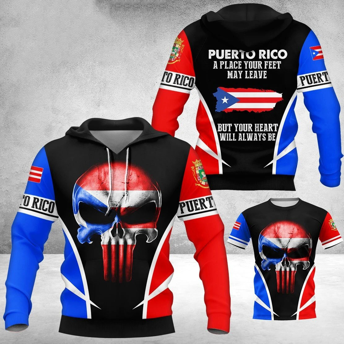 Puerto rico flag skull full over print shirt – maria
