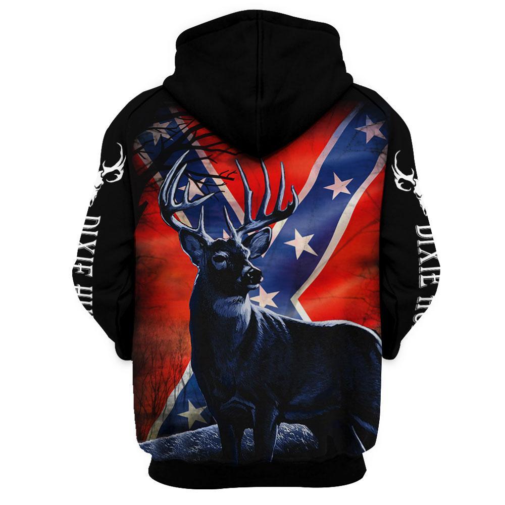 Redneck Confederate Dixie Hunting Deer 3d Full Printing hoodie-back