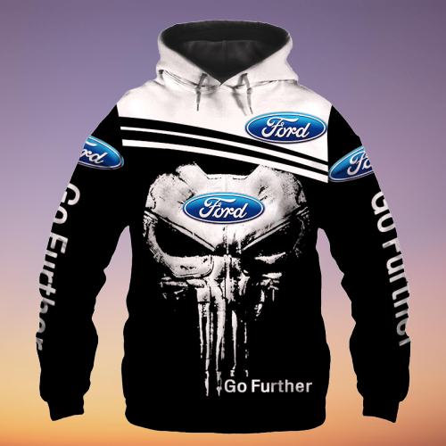 Skull Ford go further over print 3d hoodie