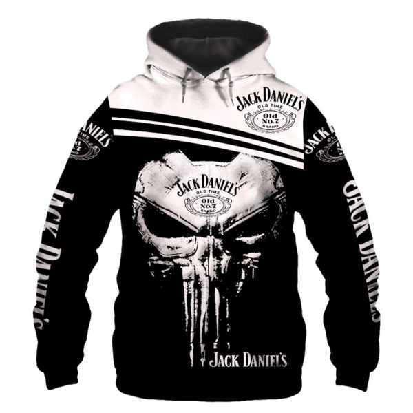Skull Jack Daniel ove print 3d hoodie  – LIMITED EDITION
