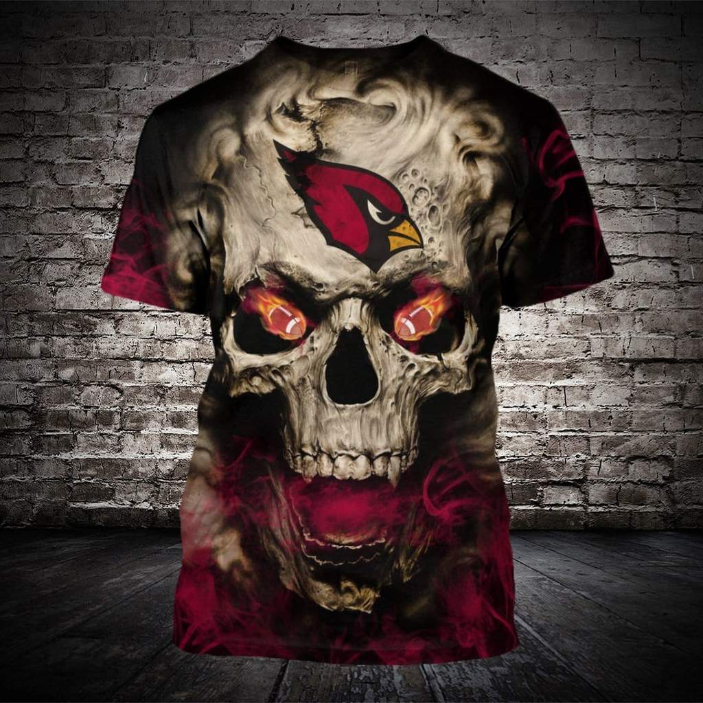 Skull arizona cardinals full printing shirt