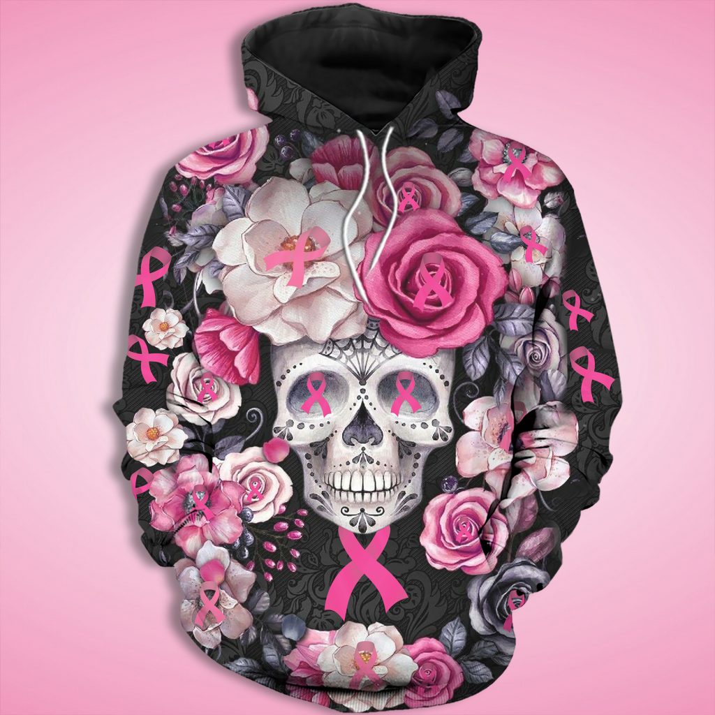 Skull rose breast cancer awareness full printing shirt – maria