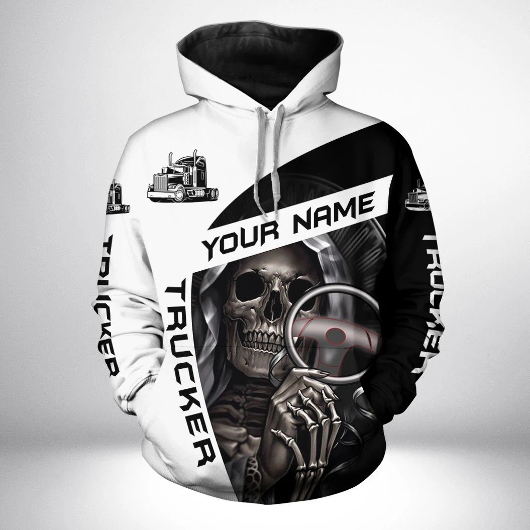 Skull trucker custom name 3d hoodie