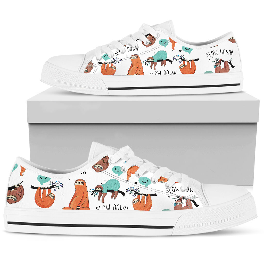 Slow Down Sloth Low Top Shoes-2