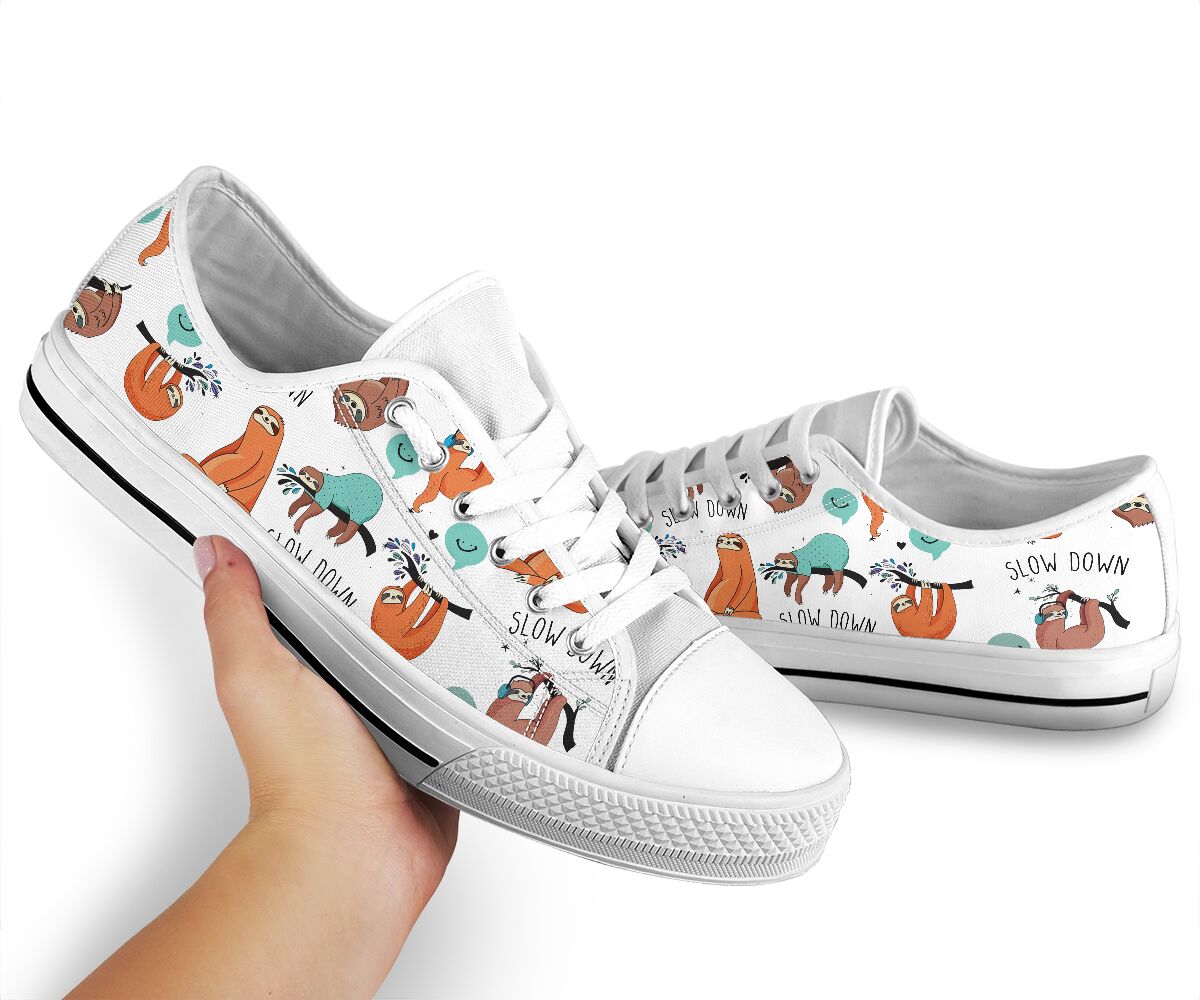 Slow Down Sloth Low Top Shoes-4