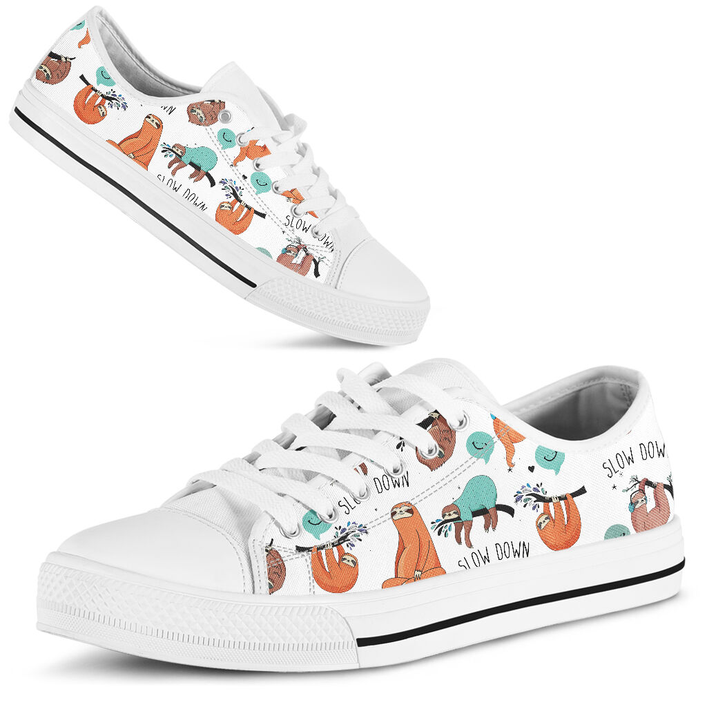 Slow Down Sloth Low Top Shoes-5