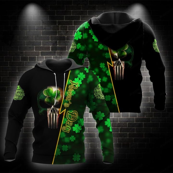 St Patrick's Day Punisher Skull Irish 3d hoodie