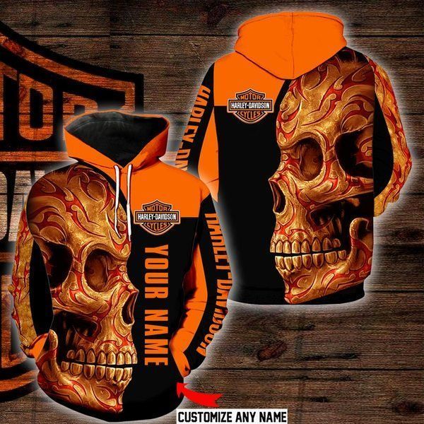 Sugar Skull Harley Davidson Customize Custom Name 3d hoodie