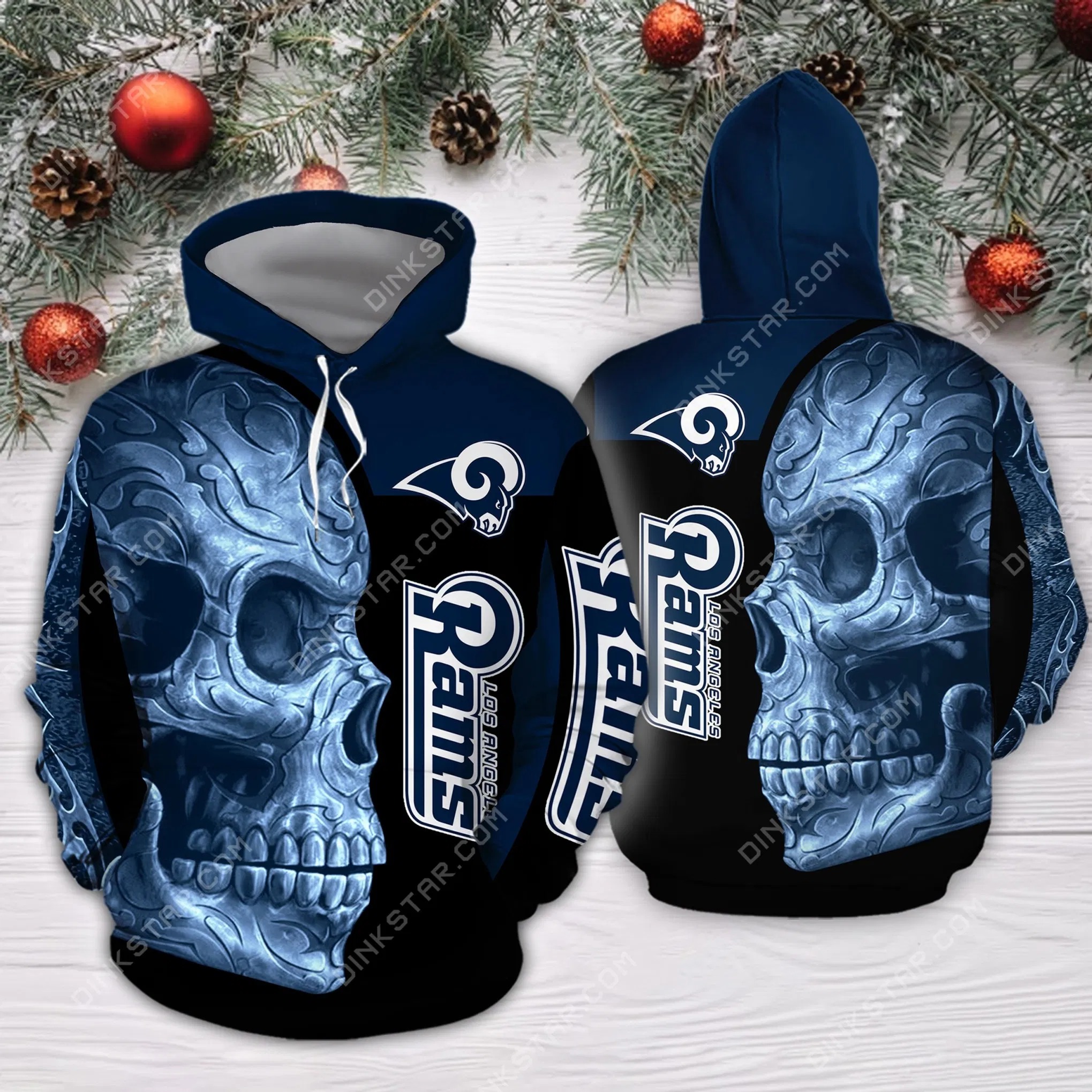 Sugar Skull Los Angeles Rams 3d over print hoodie