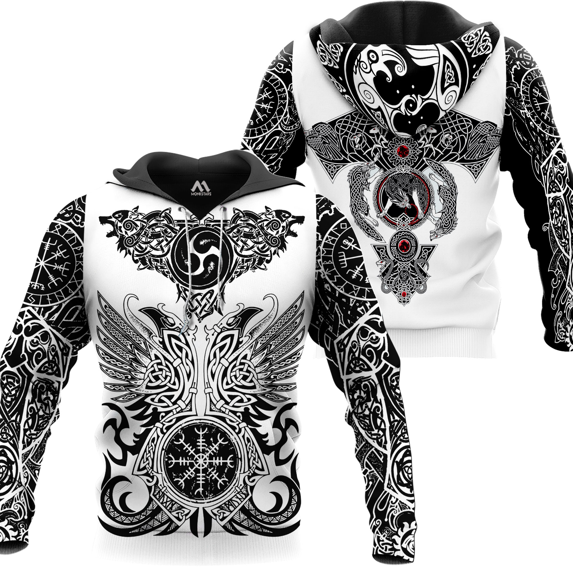 The viking tattoo art 3d full printing hoodie