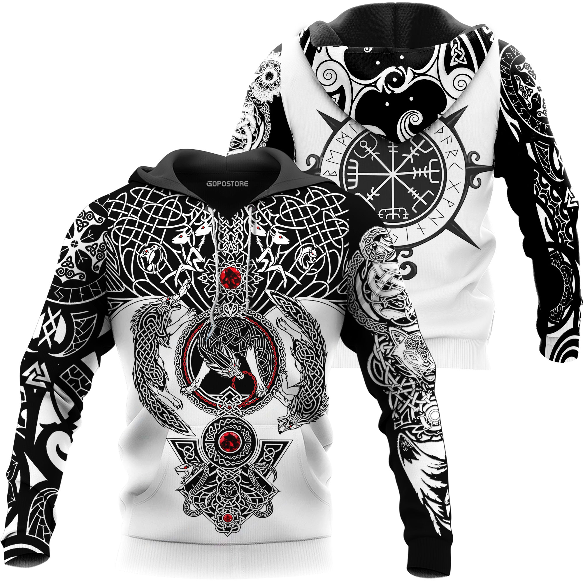 The viking wolf tattoo art 3d full printing 3D shirt- maria