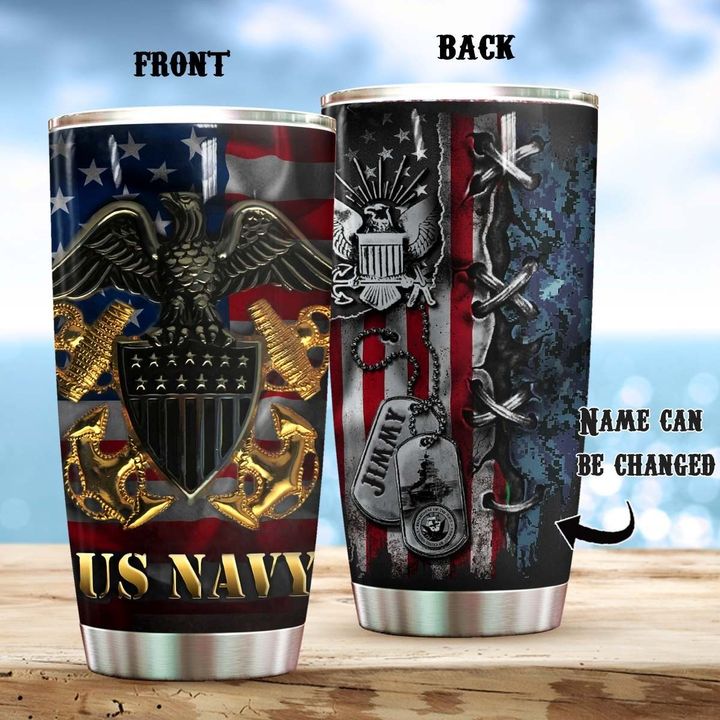 US Navy American Flag Personalized Custom Name Tumbler – Teasearch3D 200320