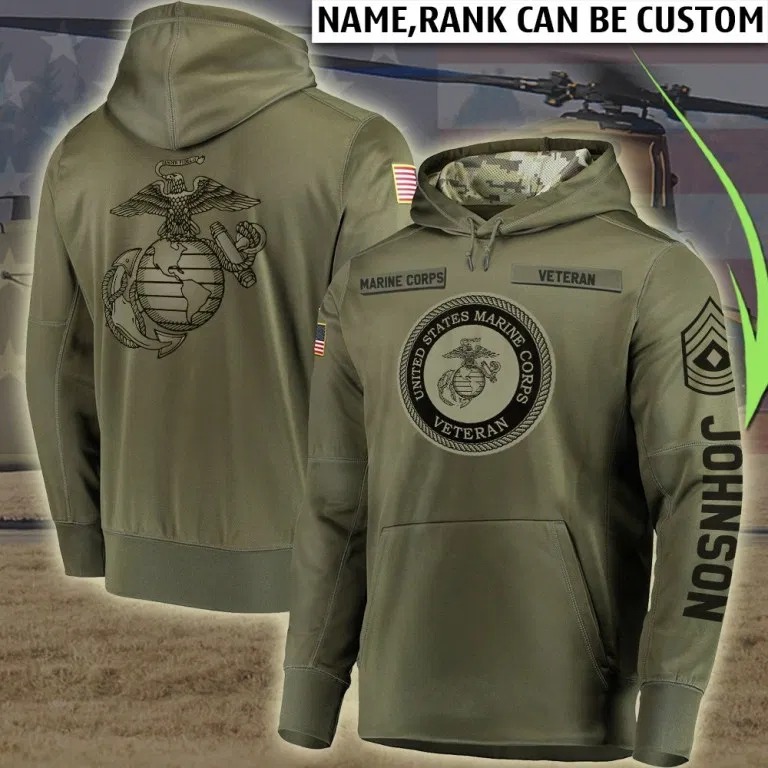 USMC Veteran custom name 3d hoodie