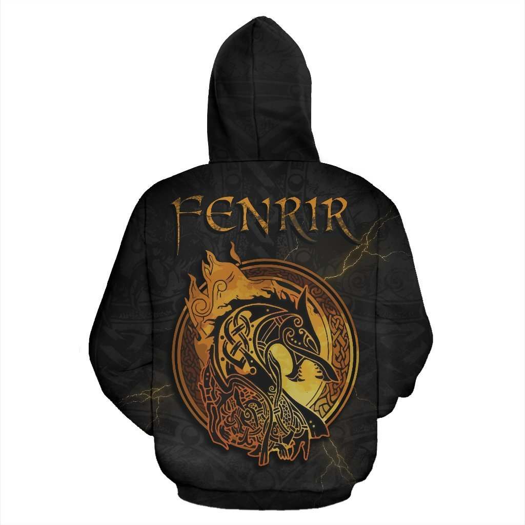 Viking fenrir storm full printing hoodie - back