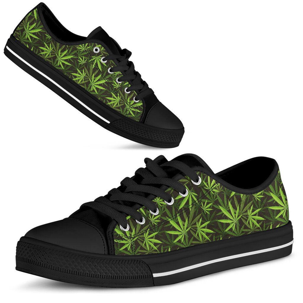 Vintage Cannabis Black Low Top Shoes