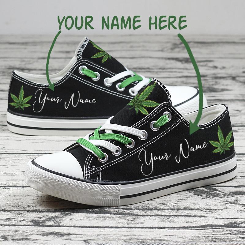 Weed Cannabis Custom Name Personalized Low Top Shoes