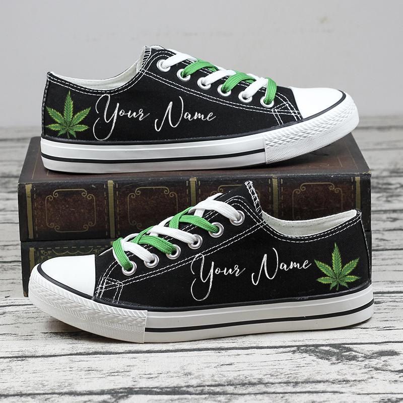 Weed Cannabis Custom Name Personalized Low Top Shoes2