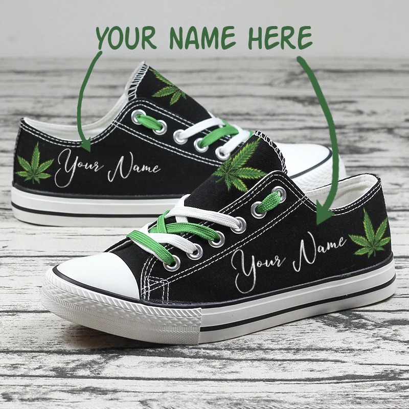 Weed cannabis custom name low top shoes