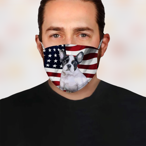 Puppy French Bulldog American Flag Face mask -BBS