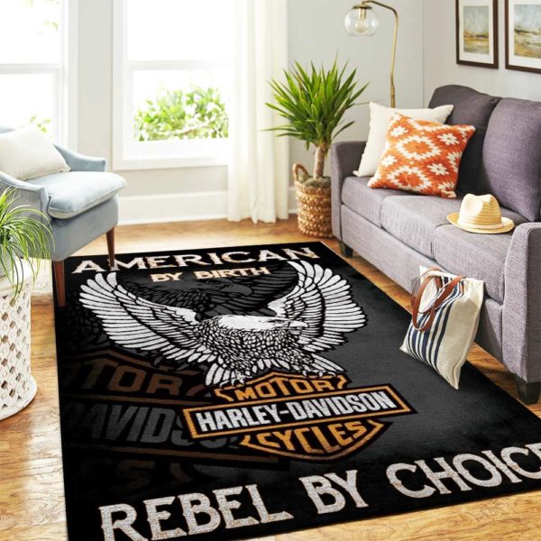 American by birth Motor HD rebel by choice rug 1
