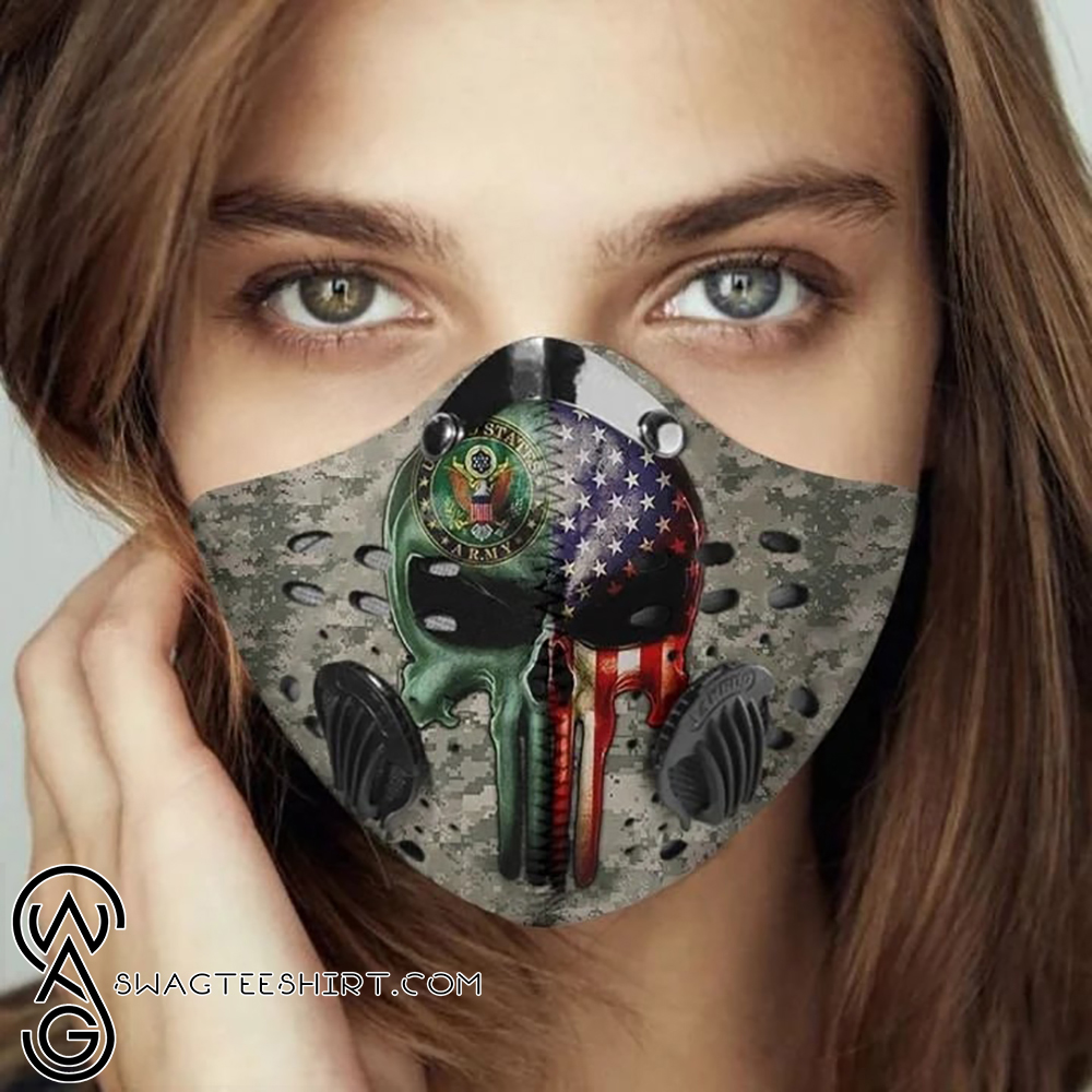 American flag united states army camo skull filter activated carbon face mask