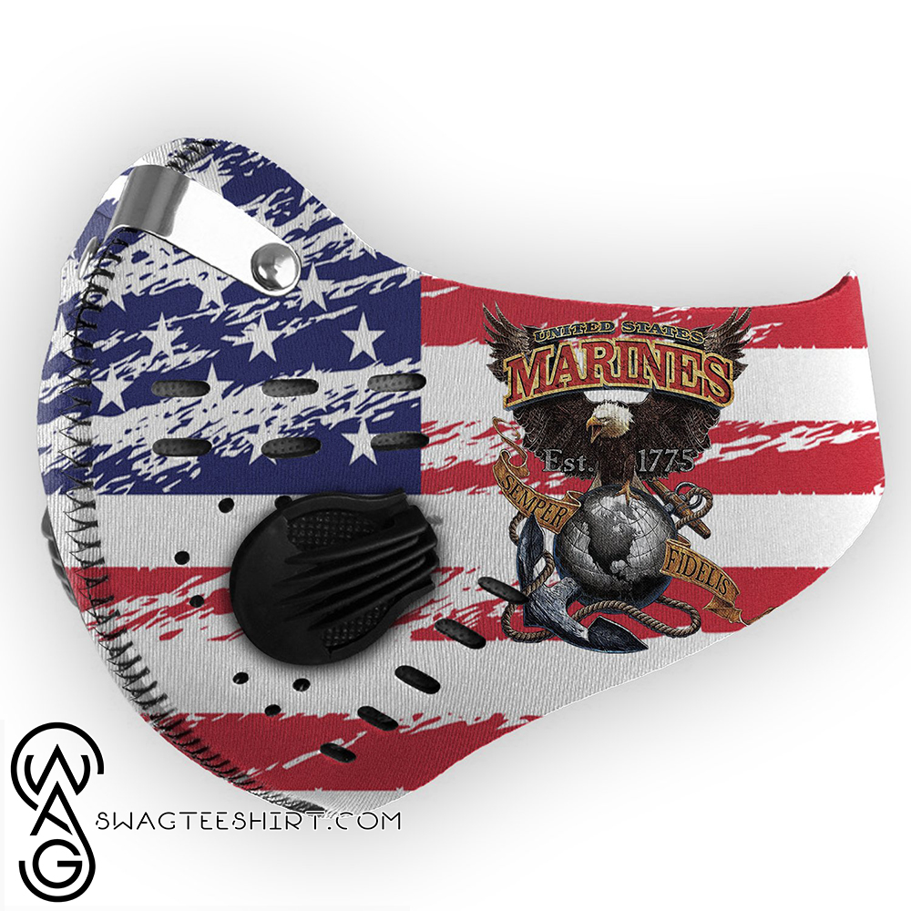 American flag united states marines semper fidelis eagle filter activated carbon face mask