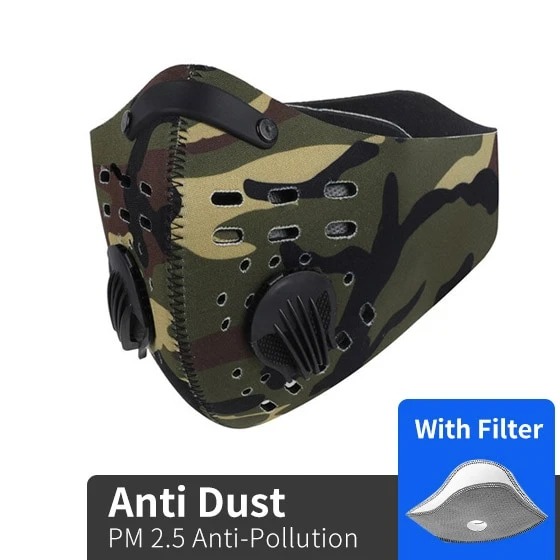 Army Camo Marine Filter Activated Carbon Pm 2.5 Fm Face Mask