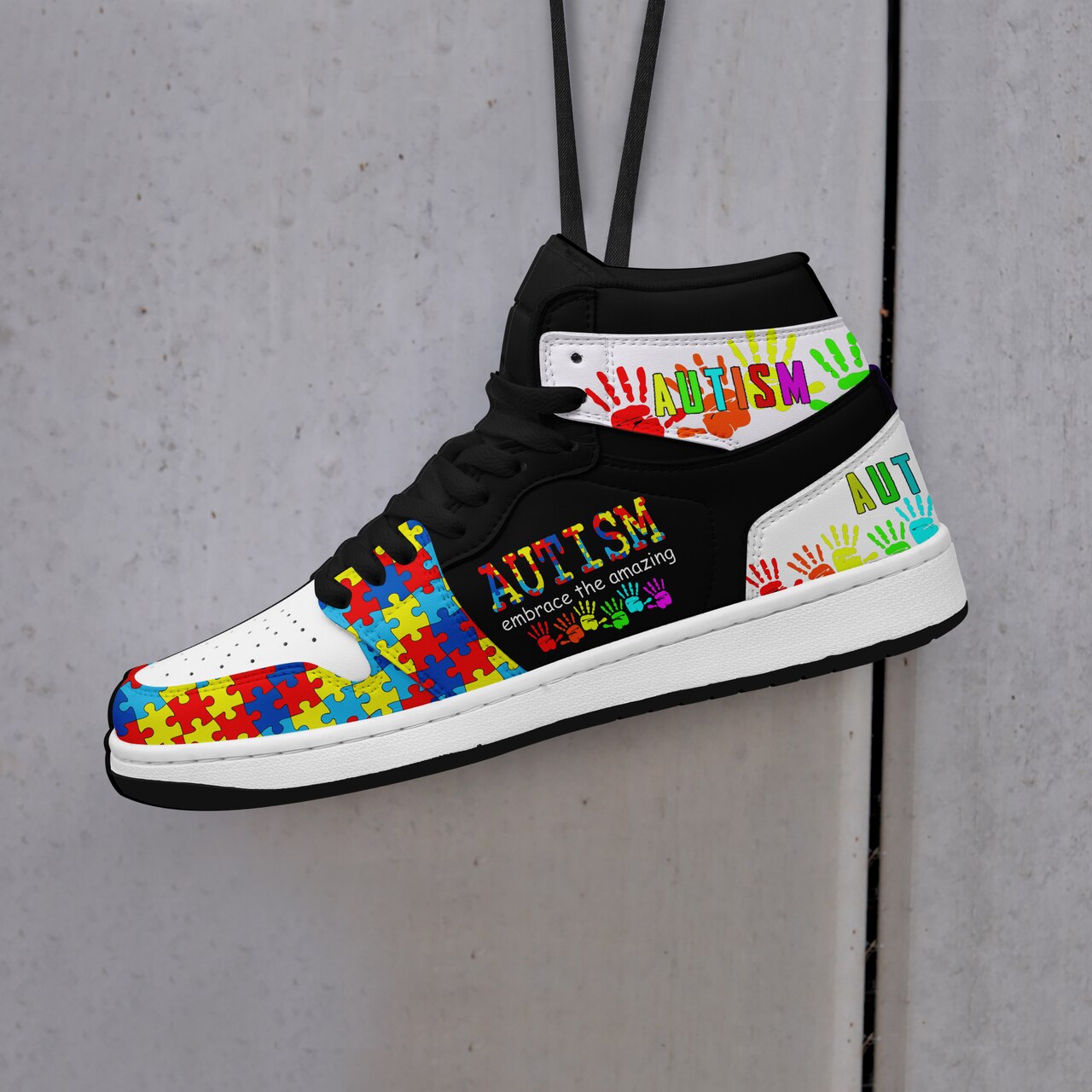 Autism awareness embrace the amazing high top shoes – maria