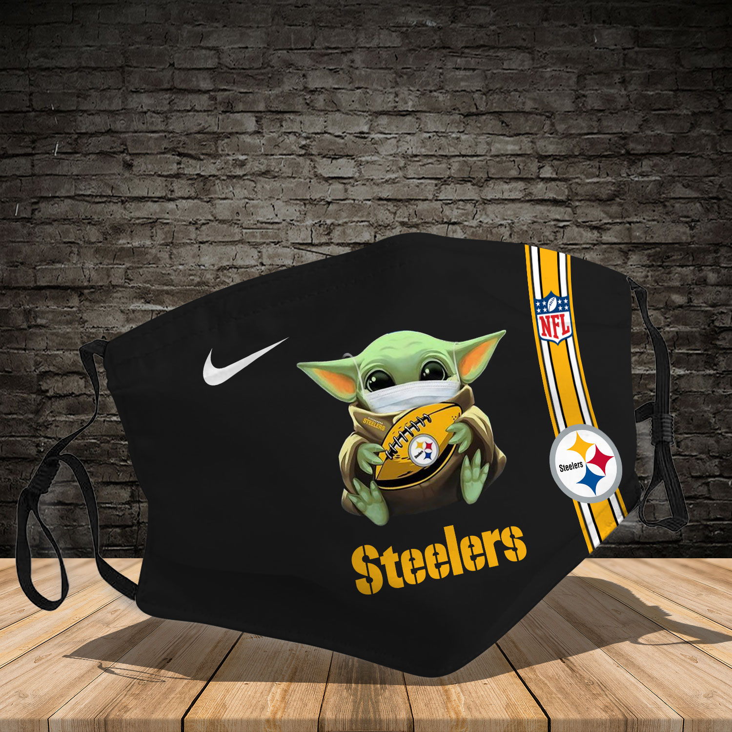 Baby yoda steelers NFL face mask