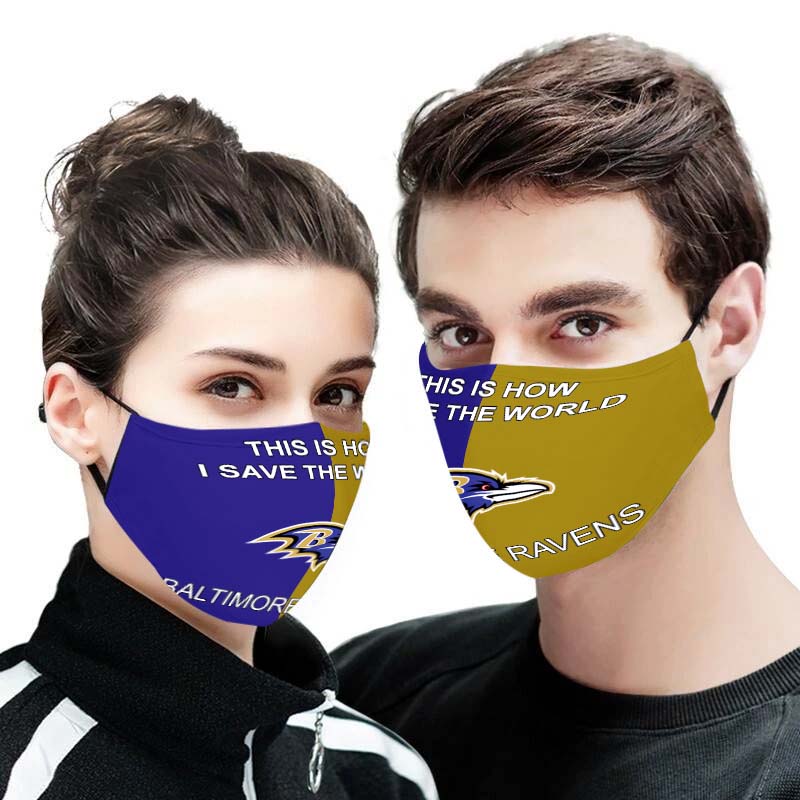 Baltimore Ravens this is how i save the world face mask - detail