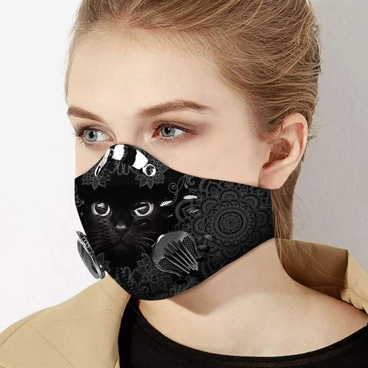 Black cat filter face mask
