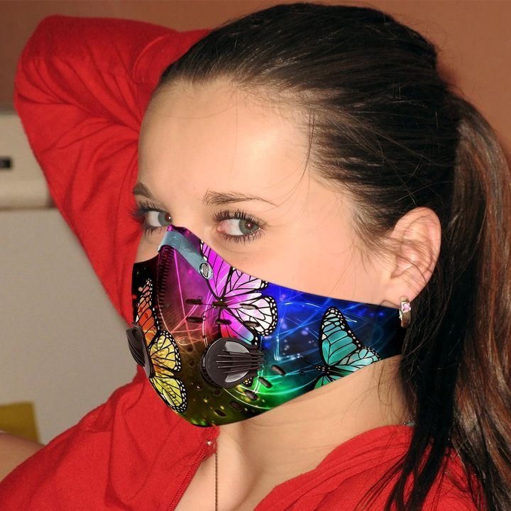 Butterfly Colorful Butterflies Filter Activated Carbon Pm 2.5 Fm Face Mask