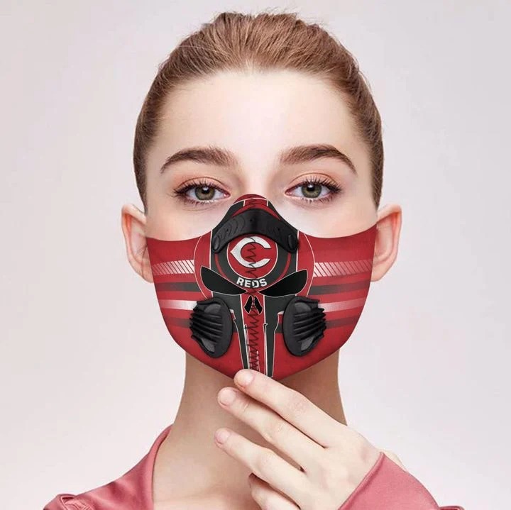 Cincinnati reds punisher skull filter face mask - Pic 2