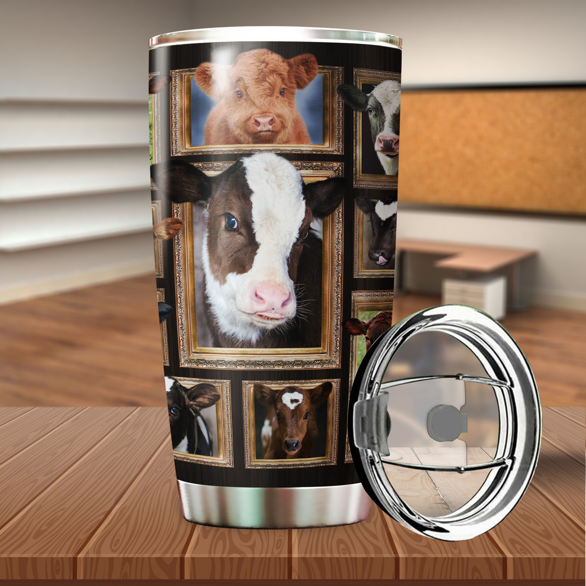 Cow heifer all over printed tumbler 4