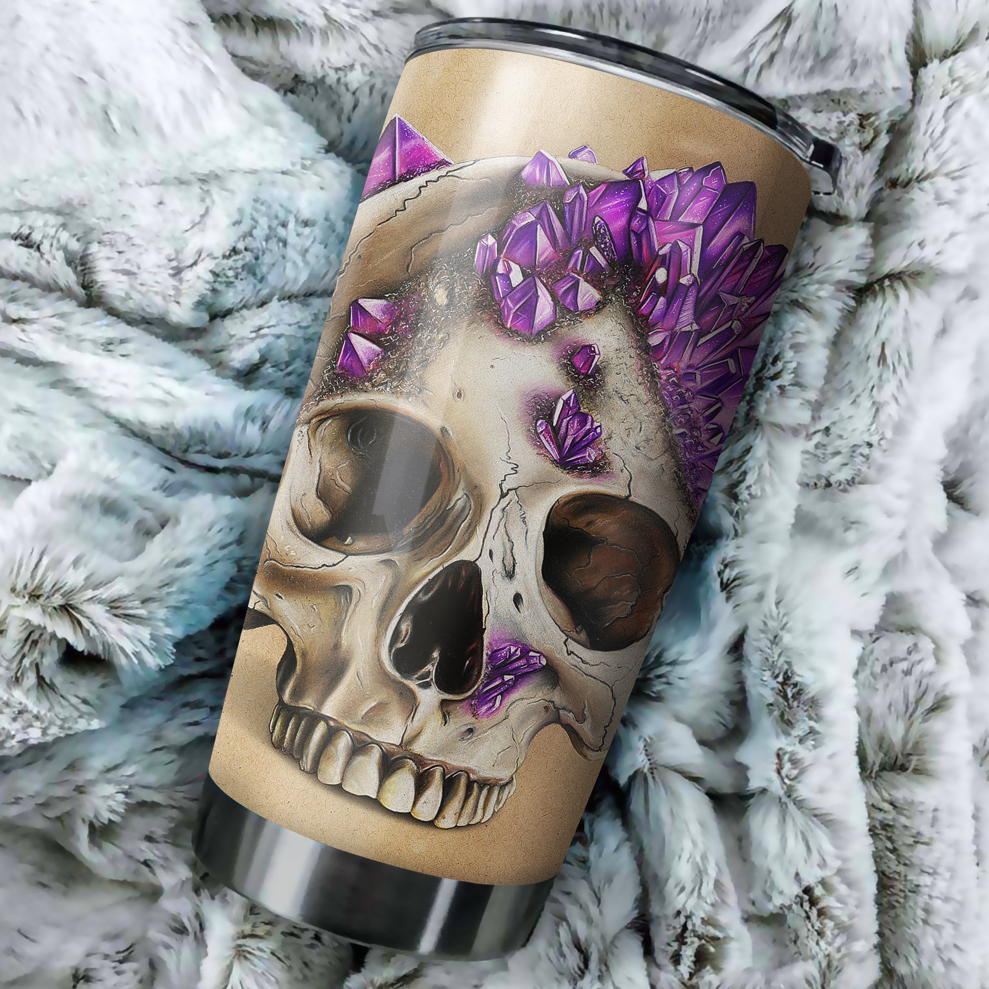 Crystal skull purple full printing steel tumbler 3