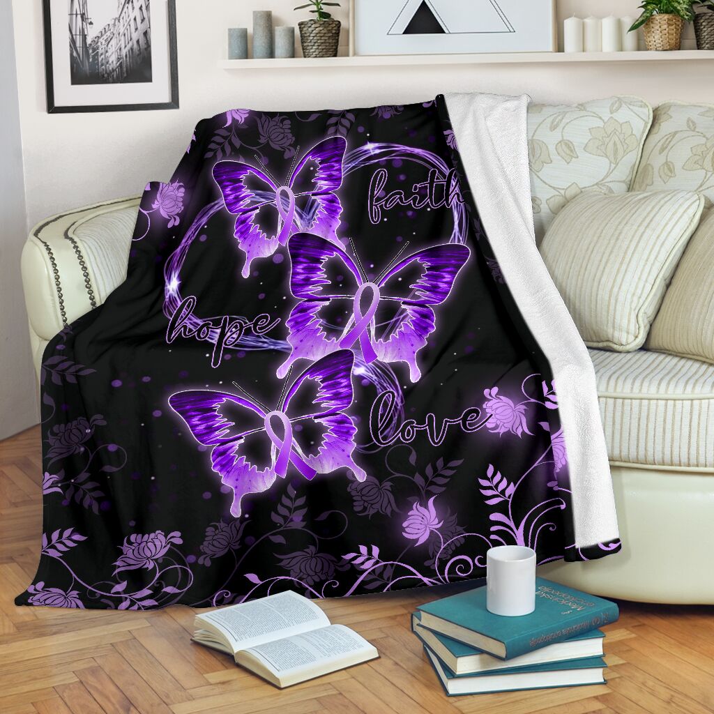 Cystic Fibrosis Awareness butterfly faith hope love blanket